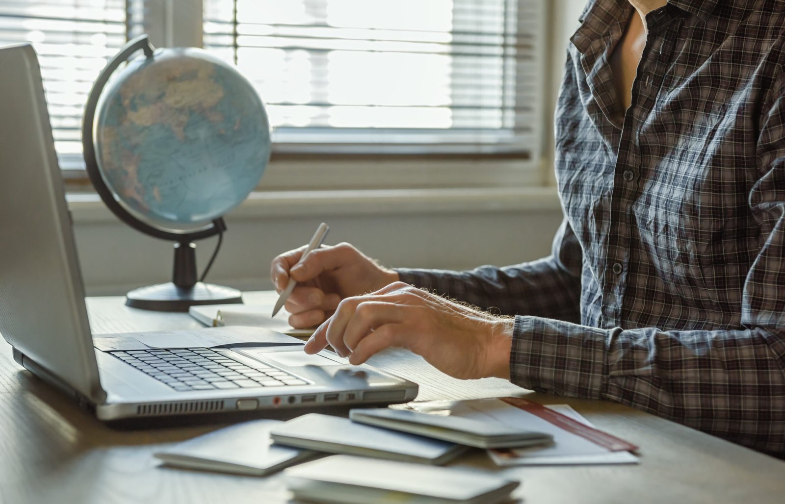 man is planning trip.